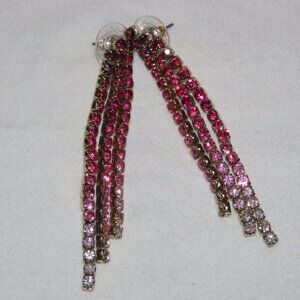 Loft Waterfall Dangle Statement Earrings Cosmos Pink Multi Ombre Goldtone